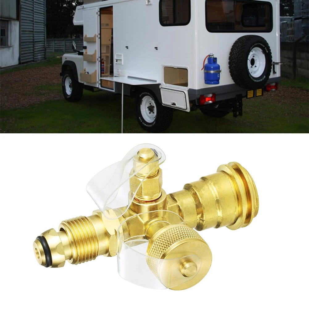 1pc 4 Port Brass Propane Tee Adapter Fitting For RV Camping Gas Cylinder Tank Connection Accessories