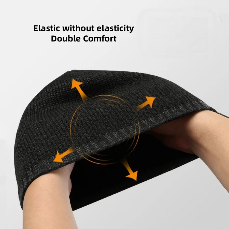 Autumn and Winter Men's Two-Tone Color-Blocked Knitted Hat with Fleece Lining and Vertical Stripes, Suitable for Outdoor Cycling and Daily Cold Protection