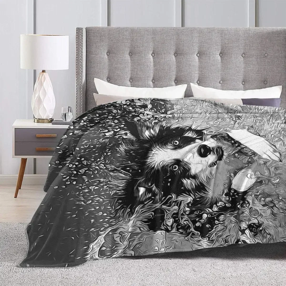 Border Collie Running In The Water Fleece Throw Blanket, Fuzzy Warm  Blanket for Bed Sofa Couch House  Decor Gifts Idea