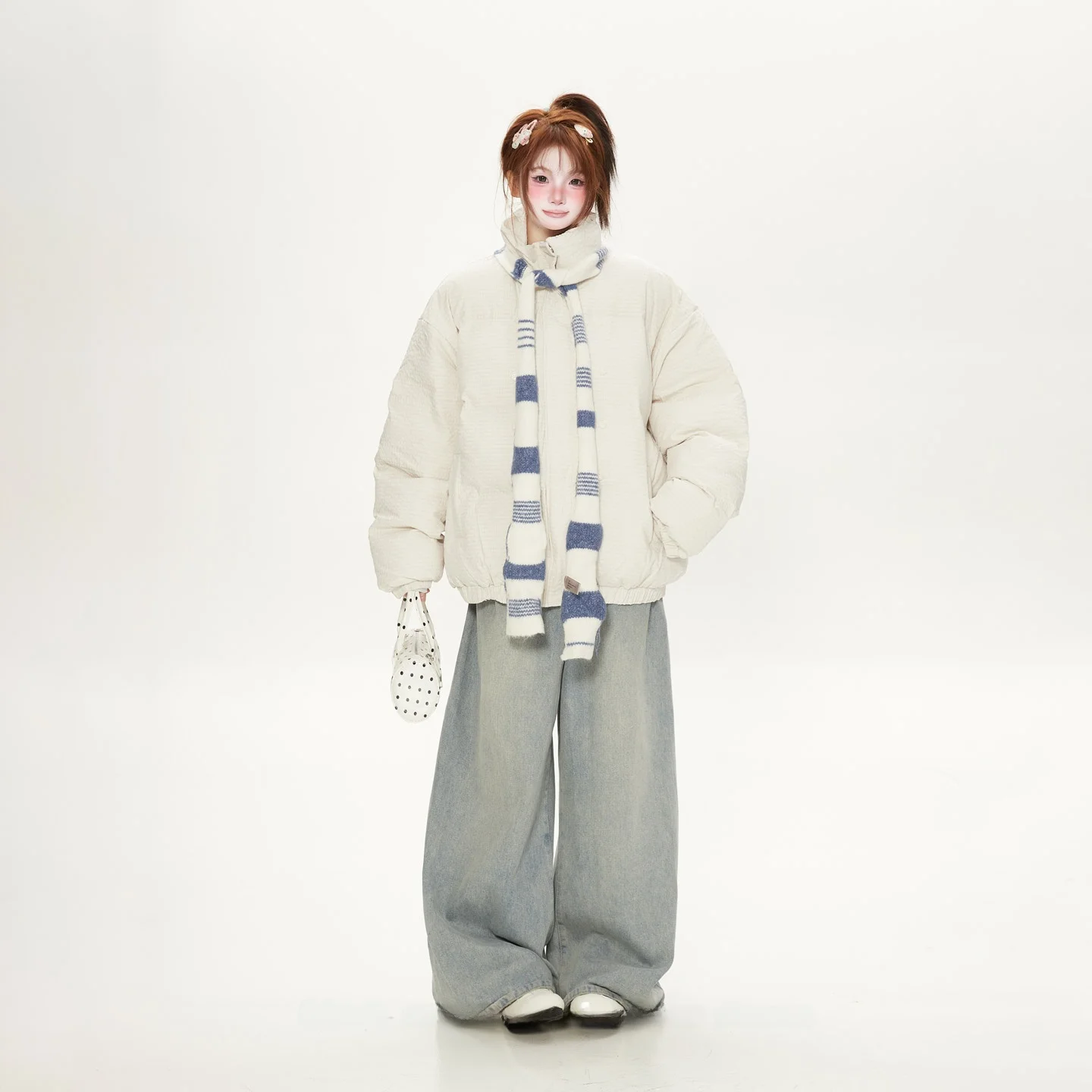 

Ele Thi вязаный шарф, свободный крой, хлопковый джет, женский зимний теплый воротник-стойка, модный простой Sle для поездок на работу