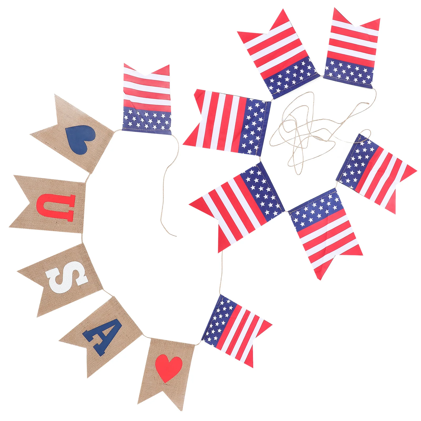 

2Pcs Independence Day Banner Usa 4th of July Burlap Bunting Easy Assembly Party Decoration National Day Celebration Flag