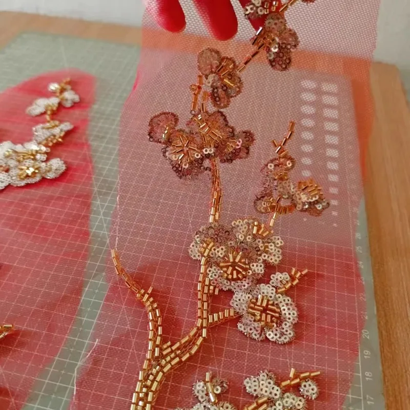 

New Pearl Embroidered Plum Blossom DIY Cloth Sticker, Suitable for Decorative Accessories of Toast and Chinese New Year Costumes