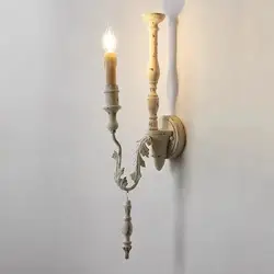 Loft Retro American Country French Wall Lamp Vintage Old Wood Wall Lamp Living Room Dining Room Bedroom Corridor Decorative Lamp