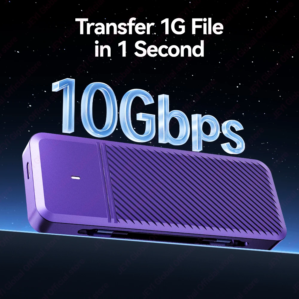 JEYI 22110 M.2 NVME SSD 인클로저 - USB 3.2 Gen2 Type-C 10Gbps, M&B+M 키 2230/2242/2260/2280 지원, 플랫 케이블 포함