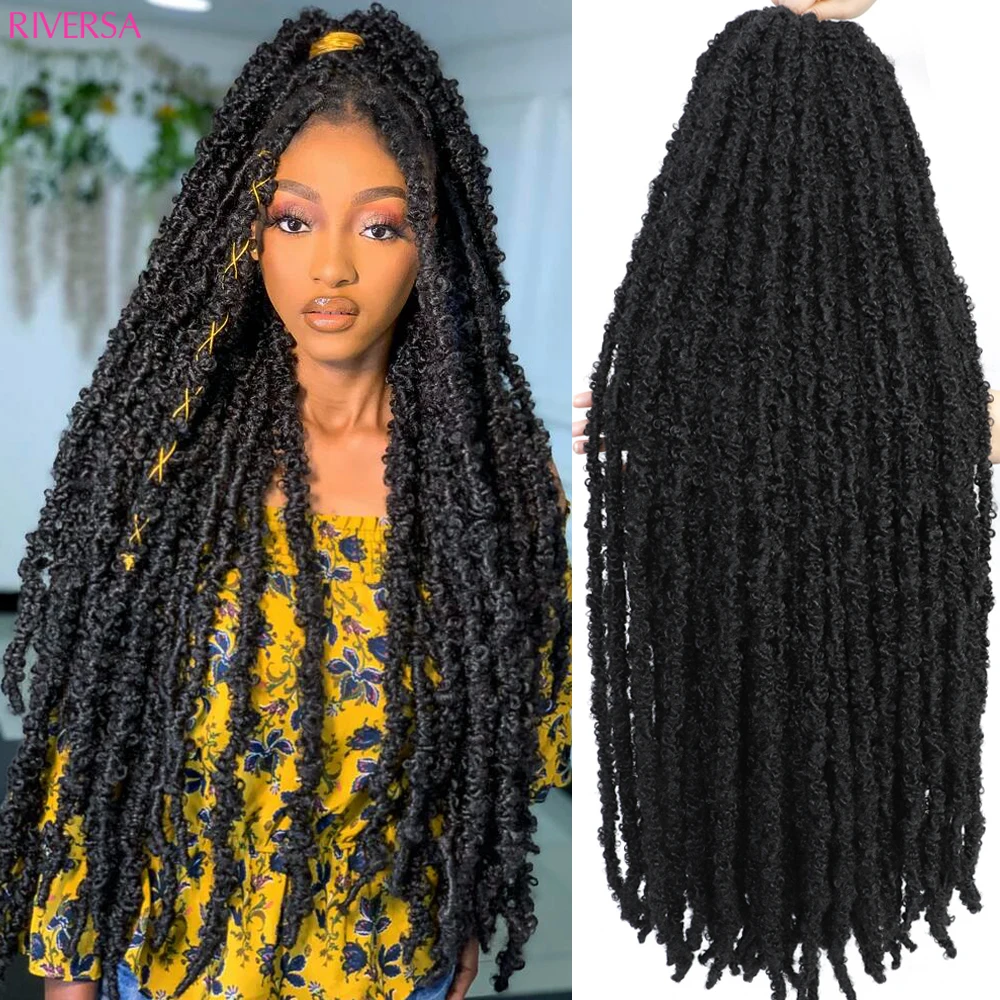 

36 24 18 inch Distressed Butterfly Locs Crochet Hair Soft Locks 27 1B Dreadlocks meche Faux Locks Crochet Hair Braids Extensions