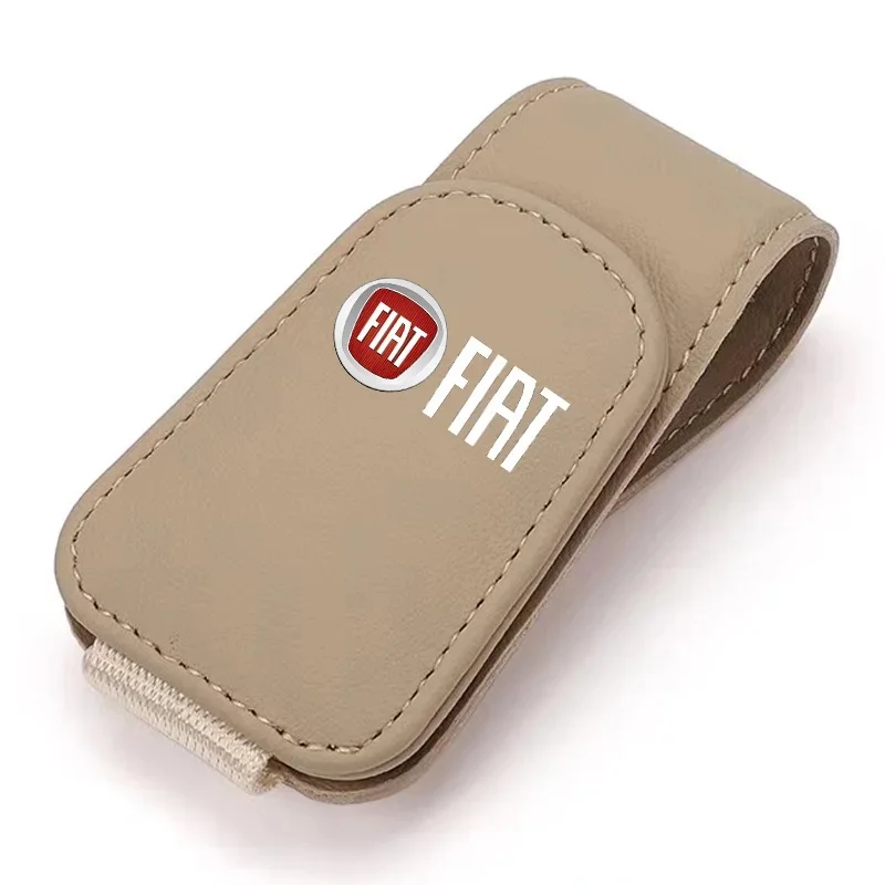 

1Pc Leather Car Sun Visor Glasses Clip Multi-Function Card Holder for Fiat Abarth 500e Tipo 500 Sunglasses Case Auto Accessories