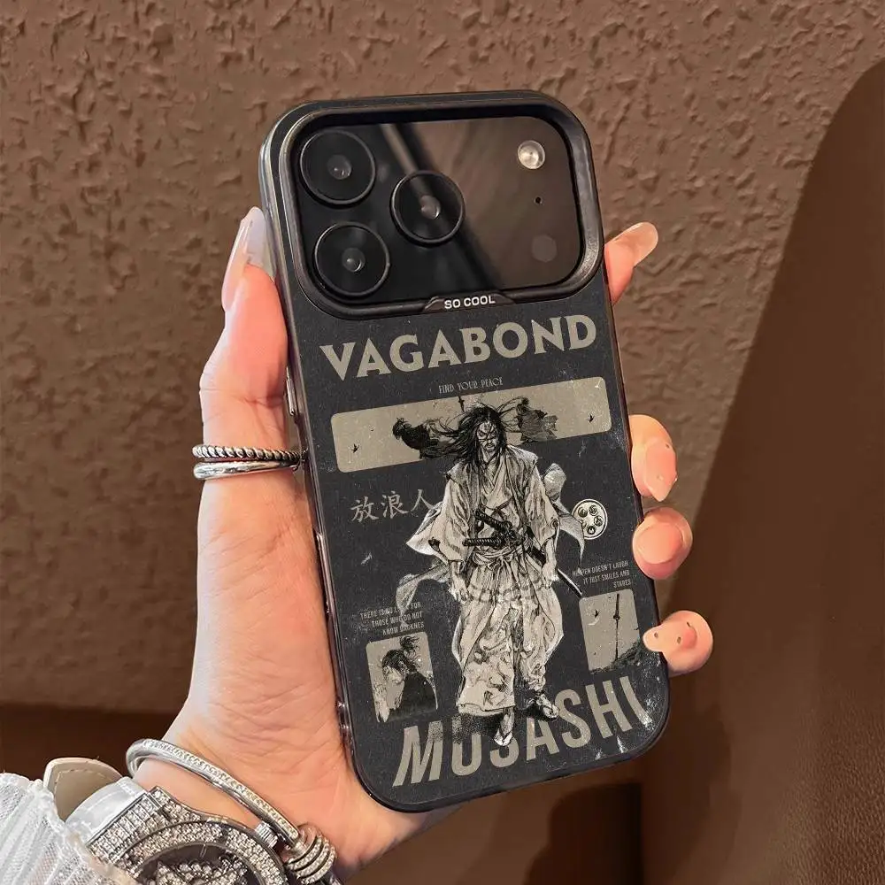 เคสโทรศัพท์ลายวากาบอนด์ มิยาโมโตะ มูซาชิ สำหรับ iPhone 17,16,15,14,13,12,11,Pro,Max,Plus,E,Air,Mini สีดำ วัสดุ TPU