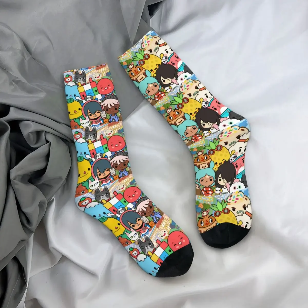 

All Seasons Crew Stockings Toca Life Box Toca Boca Cute Game Socks Harajuku Long Socks for Men Women Valentine's Day Gifts