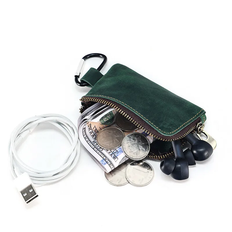 

Ретро Crazy Horse кожаная сумка для хранения ключей Bluetooth брелок для наушников автомобильный смарт-ключ защитный чехол кошелек на молнии