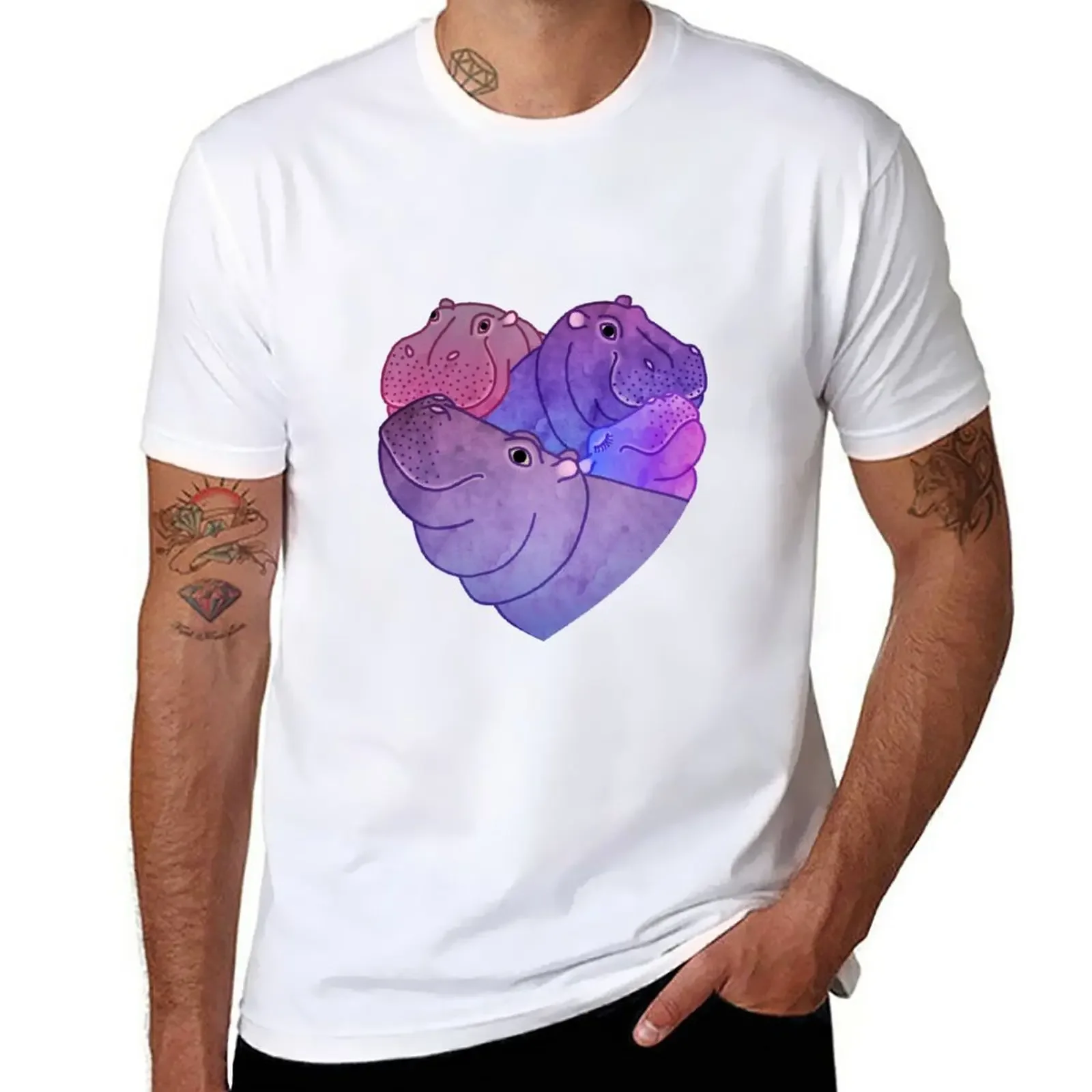 

Heart Hippos T-Shirt Short sleeve tee shirts graphic tees cute clothes t shirts for men