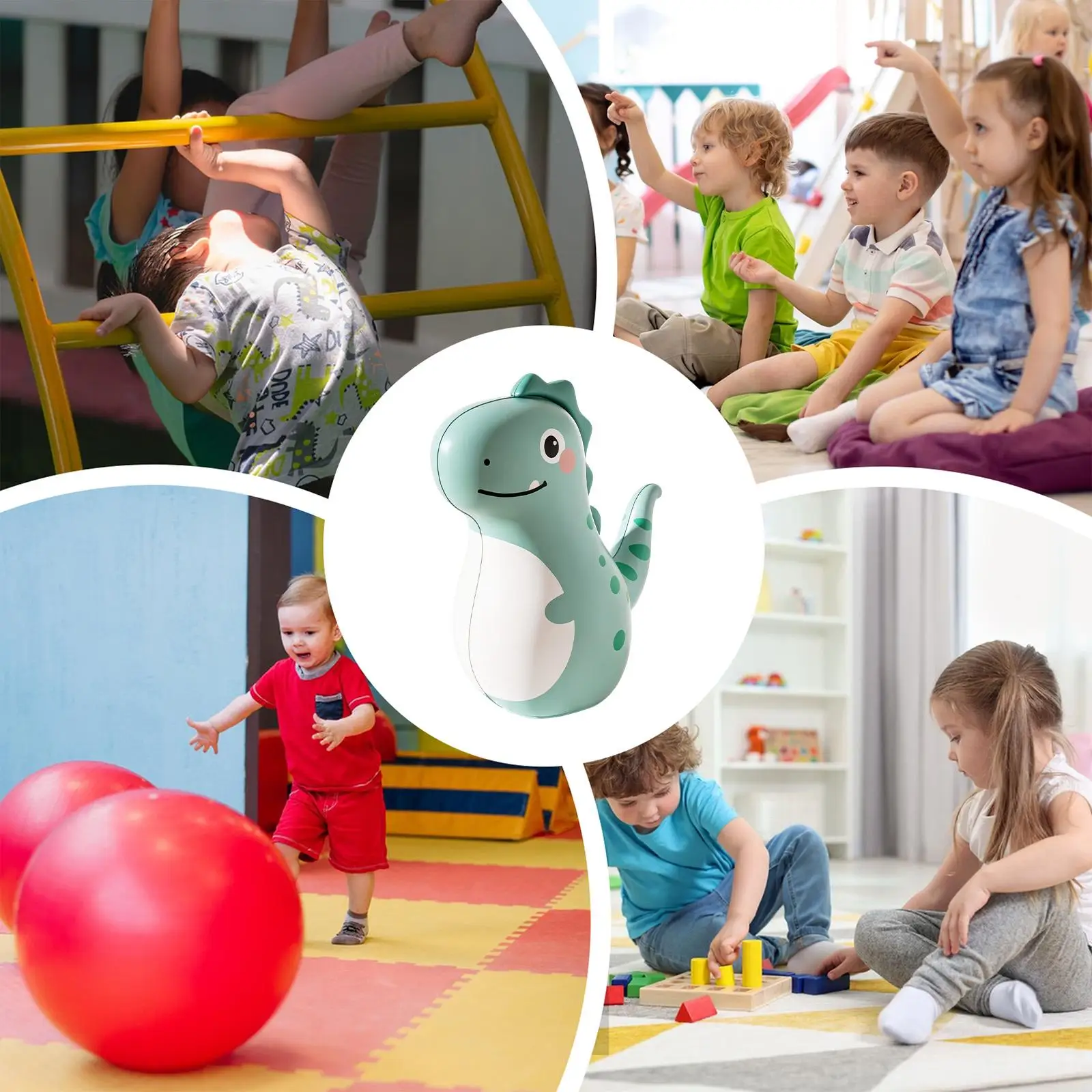 Cartoon Dinosaur Blow Up Punching Bag Fun Inflatable Boxing Toy for Kids, Indoor Outdoor Punching Bag for Home School Birthday view 6