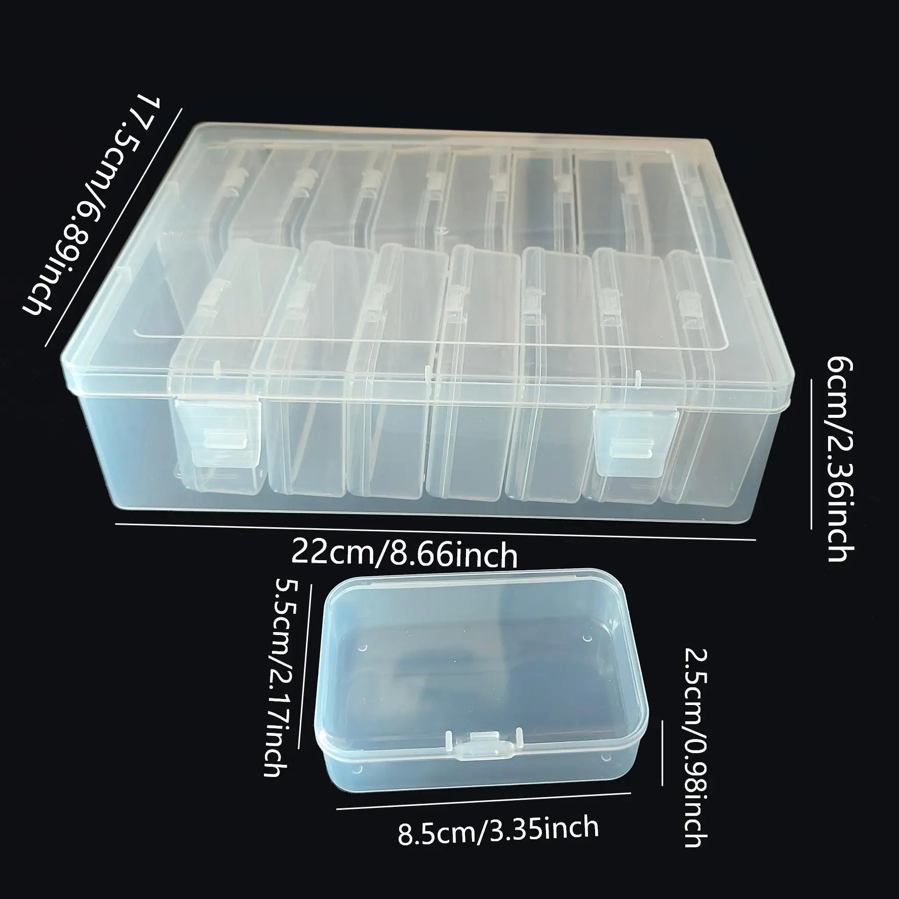 17 Compartment Storage Box- 1 Large Box And 16 Small Boxes, Transparent Stackable Plastic Organizer with Lid for Jewelry Crafts