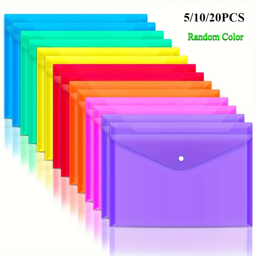 A4/Letter Size File Bags with Snap Button Closure - Durable PVC Document Folders for School, Office & Home Organization view 6