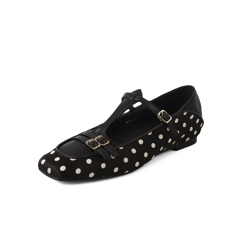 Girls Mary Jane Sexy Leopar Flats Woman Ballet Spring Autumn Flats Elegant Simple Shoes Square Toe Horsehair Soft Shoes