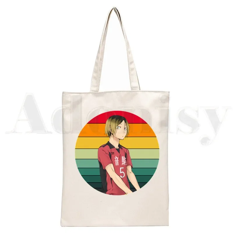 Kozume-Nasen-Vertrieb!! Nekoma High School Kuroo Handtaschen Schultertaschen Lässige Einkaufshandtasche Unisex Elegante Canvas-Tasche