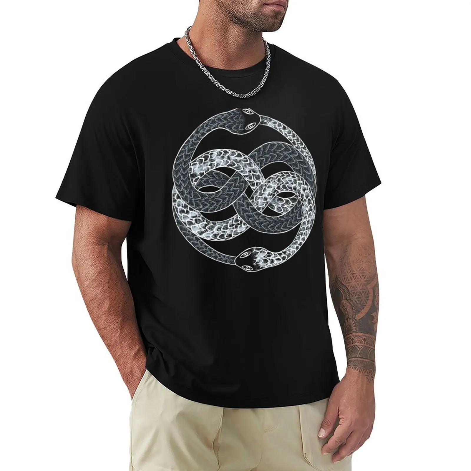 AURYN uroboros. Snake biting it's own tail. Neverending story. T-Shirt Basic Solid Tee for Daily Use