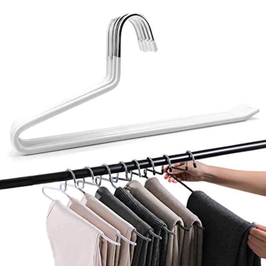 

Pants Slack Trousers Hangers, Space Saving Slim Strong and Durable Anti-Rust Chrome Metal Hangers, Open Ended Design for Easy-S