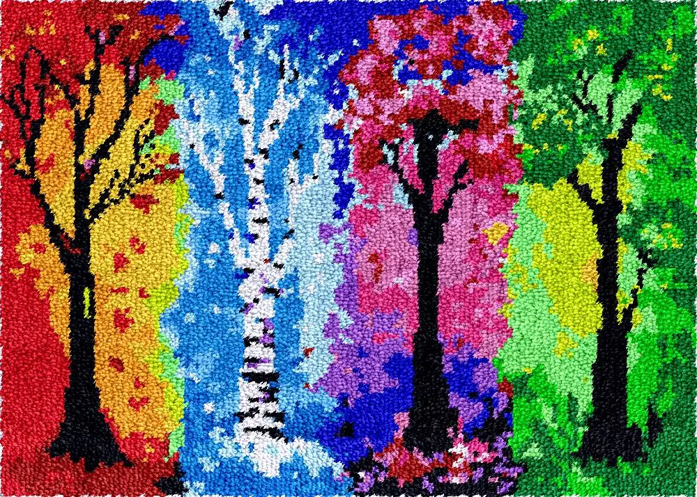 

Tree Home decoration Carpet embroidery set Latch hook kits with printed Canvas Tree Rug making kits Craft kits for Adults Kids