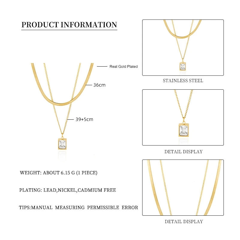 Wild & Free  Gold Plated Stainless Steel Necklace Simple Snake Bone Chain Neck Choker For Women Necklaces Multilayer Necklace