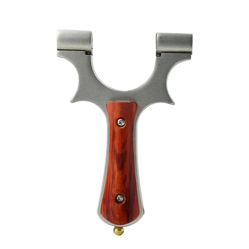 Metal Slingshot Wood Inlay Handle Side Press Clamp High Precision Outdoor Shooting Catapult for Adults Portable