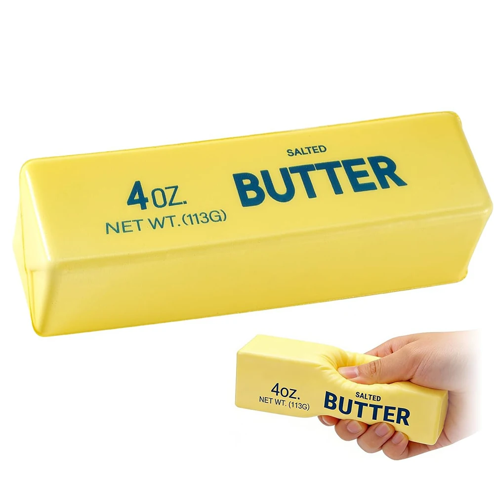 Gelbe Butter-Squishies: Weiche, langsam aufsteigende Quetschspielzeuge, Butter-Stick-Squishies, Fidget-Spielzeuge und Stressbälle – Squishies als Büro-Schreibtisch-Geschenk