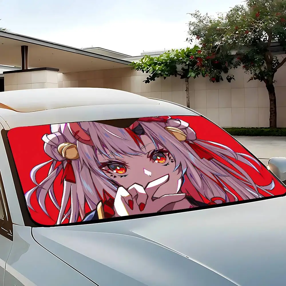أنيمي فتاة Nakiri Ayame سيارة ظلة 130x70 سنتيمتر سيارة ظلة غطاء الزجاج الأمامي UV حماية السيارات قناع اكسسوارات للسيارات