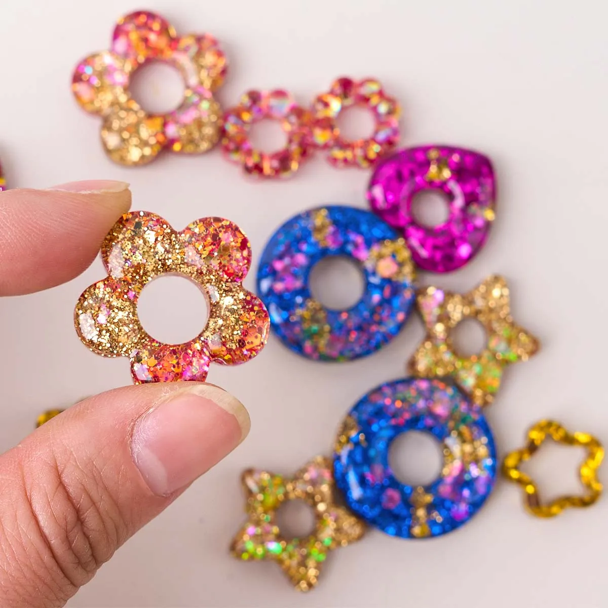 Multifuntional Jewelry Silicone Mold DIY Handmade Heart Star Flower Earrings Pendant Keychain Epoxy Resin Craft Casting Molds - view 4