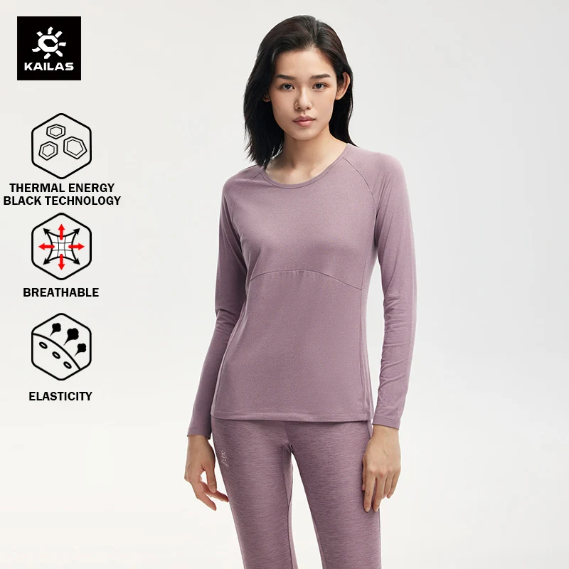 KAILAS Sunscreen T-shirt for Women Ice Feeling Elastic Casual O Neck Long Sleeve Outdoor Hiking Daily Wear Tops KG2144609