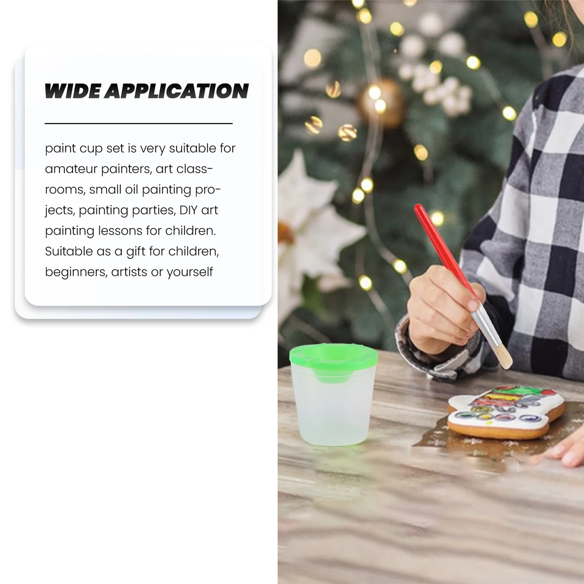 T88C こぼれないペイントカップ9個セット ペイントブラシとペイントトレイパレット付き ペイントカップ蓋付き 子供用アートペインティング用