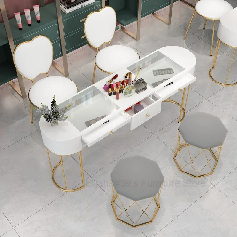 مجموعة كرسي طاولة مانيكير احترافية ، متجر أظافر شمالي ، مصمم بسيط حديث فردي ومزدوج