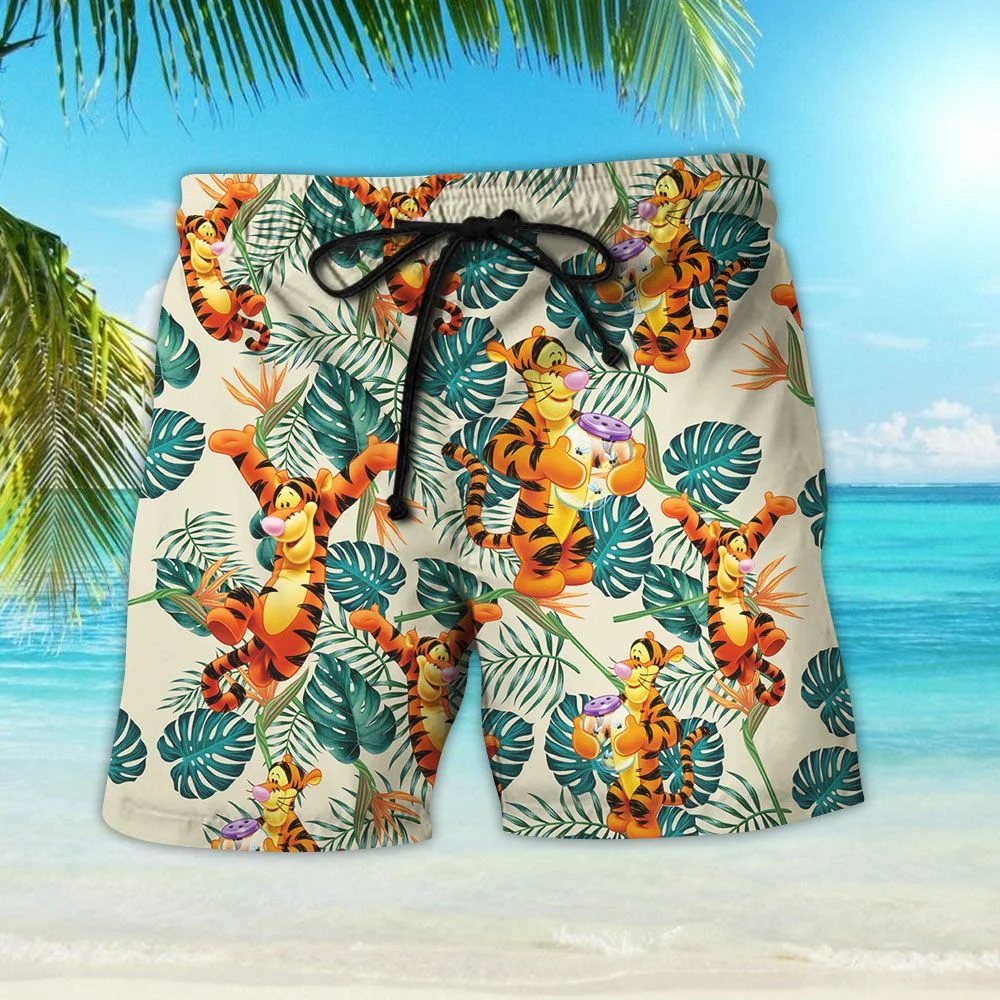 Tigger Hawaiian Shirts Fashion Men\'s Women\'s Short Sleeve Shirts Disney Hawaiian Shirts Casual Beach Shirts Harajuku Style Tops