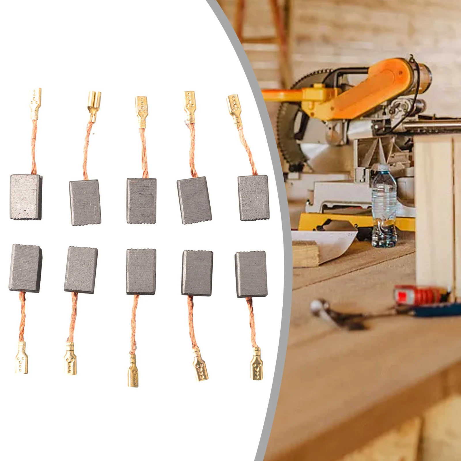 

Replacement Set of 10 Carbon Brushes for Electric Motors 14 x 9 x 6mm Compatible with Circular Saws Drills and Angle Grinders