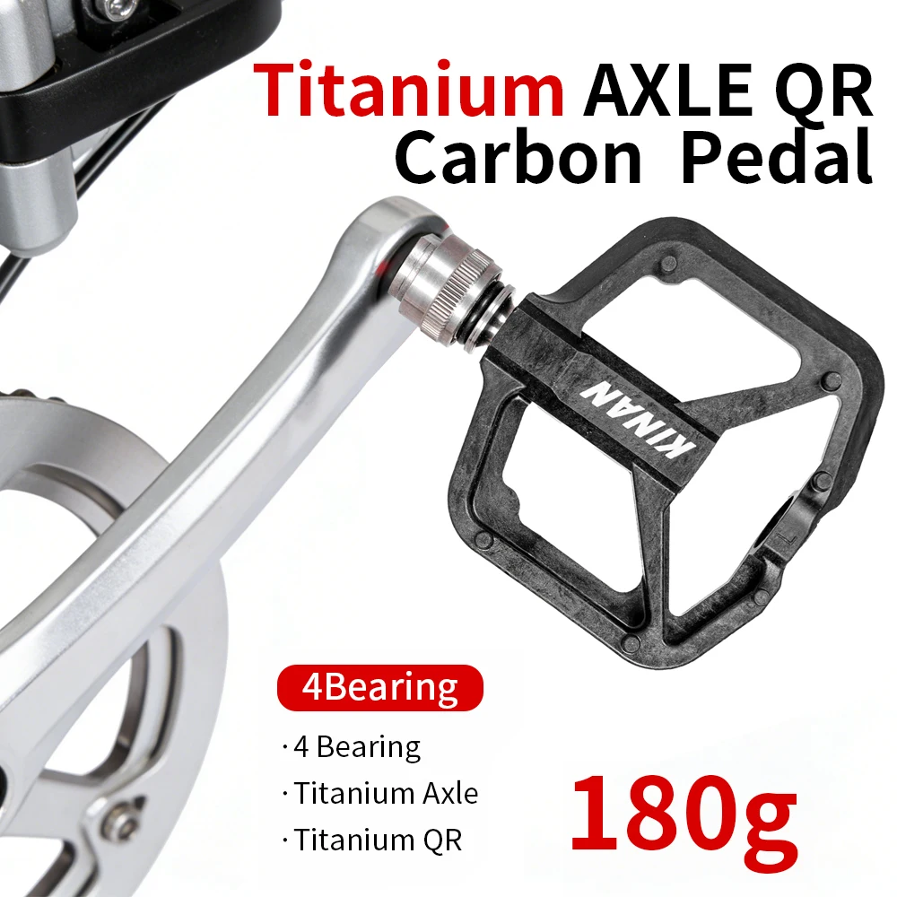 Pedal de bicicleta de liberação rápida de titânio de carbono LIGHTNESS 12 pinos antiderrapantes, 4 rolamentos para bicicleta dobrável Brompton 180g/140g