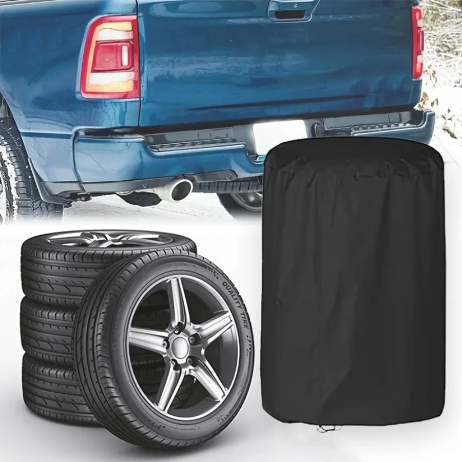 防水屋外用タイヤカバー、ジッパーと巾着収納袋付き、全天候型保護タイヤカバー