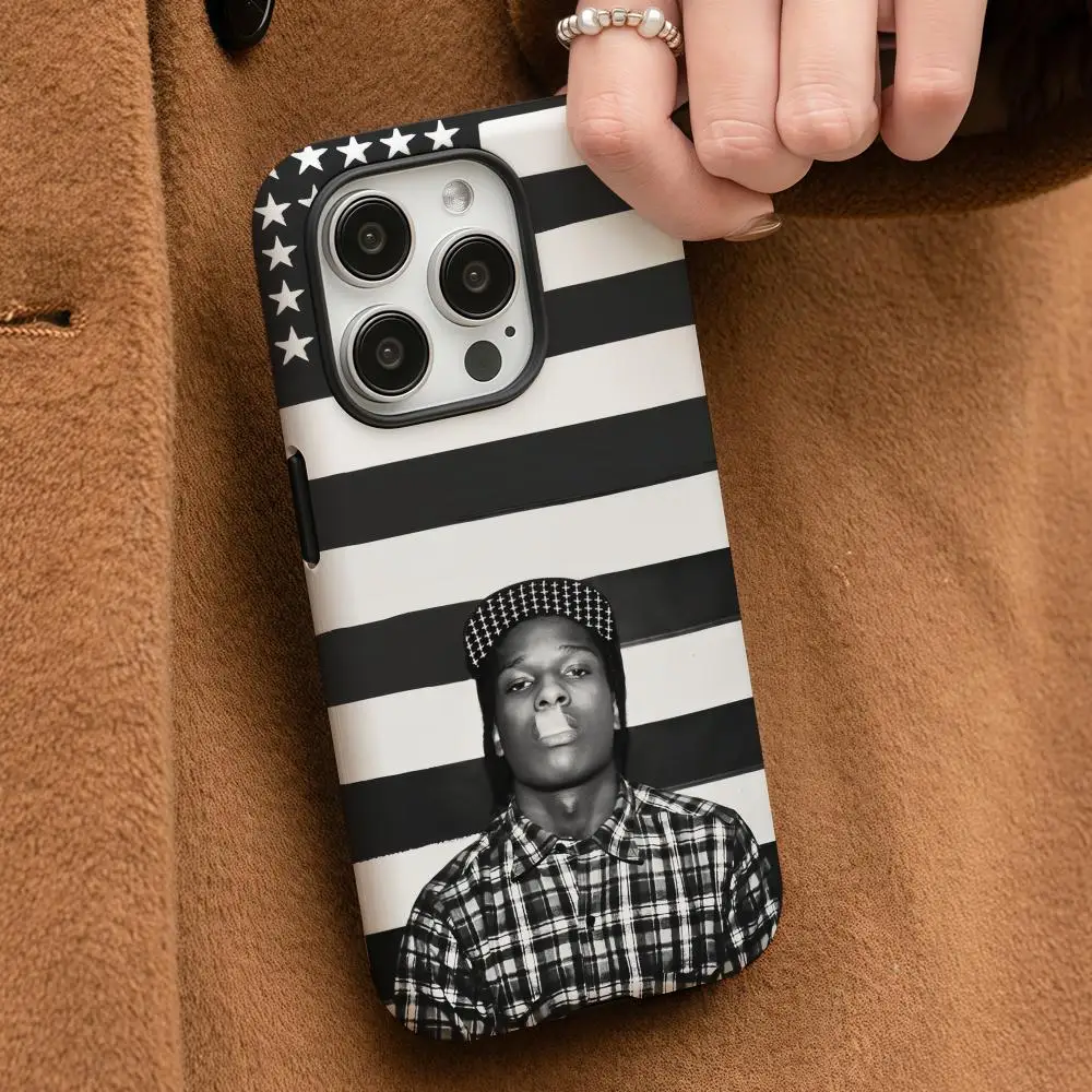 

A-ASAP Rapper R-Rocky Phone Case For iPhone 17 16 15 14 13 12 Pro Max Plus Glossy HD Double-Layer Liquid Back Film Hard Shell