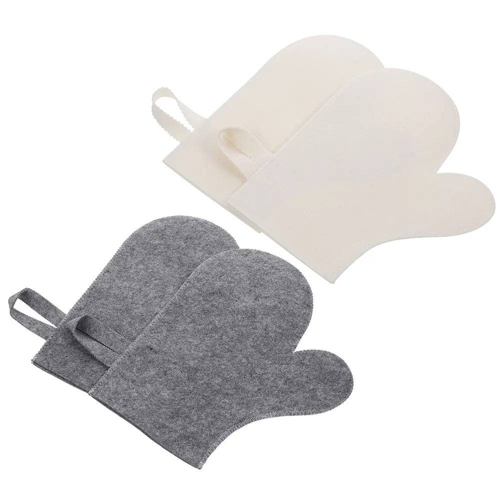 4Pcs Sauna Heat Insulation Gloves Supple Felt Bath Mittens Comfortable Exfoliating Water Absorbing Gloves Sauna Mitten