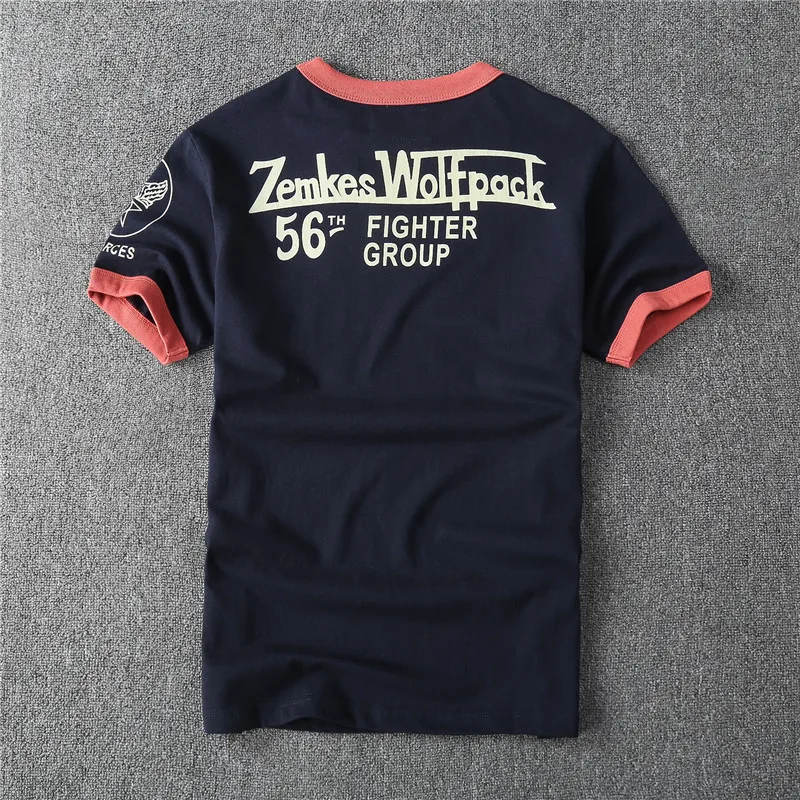 Heavy cotton May Khaji American retro TEE double printed color round neck short-sleeved T-shirt men's fashion brand