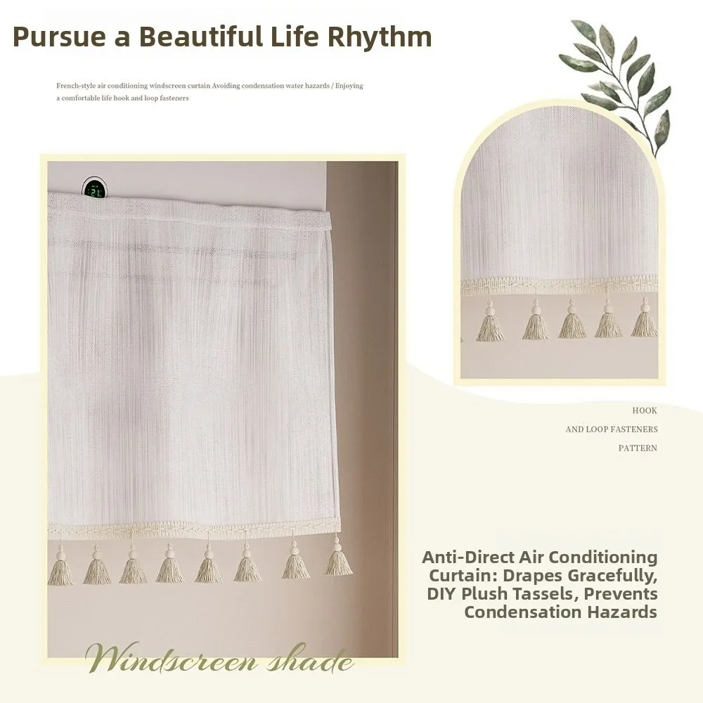 Removable Air Conditioner Windshield Curtain Washable With Tassels AC Wind Deflector Cover Cabinet Curtains Air Conditioner Use