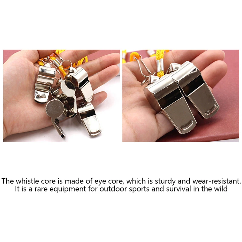 Stainless Steel Whistles Referee Sport Rugby Metal Whistle With Rope Party Training Soccer Football Basketball Cheerleading Tool