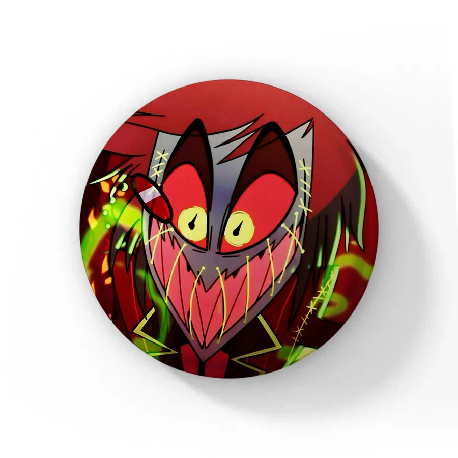 58 مللي متر مضحك البوب أنيمي هازبين زر دبوس الإبداعية متعة الكرتون Alastor Vox Husker شارة بروش حقيبة ديكور المشجعين جمع هدية