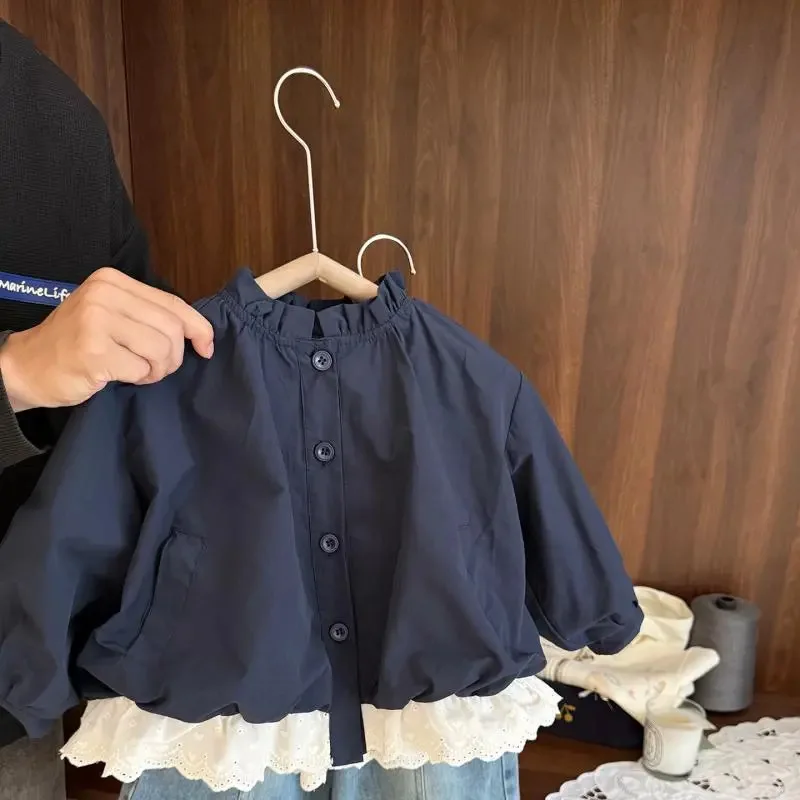 Baby Girl's Korean Style Short Spring and Autumn Wear 2025 New Style Fashion and Simple Kids Outerwear Jacket