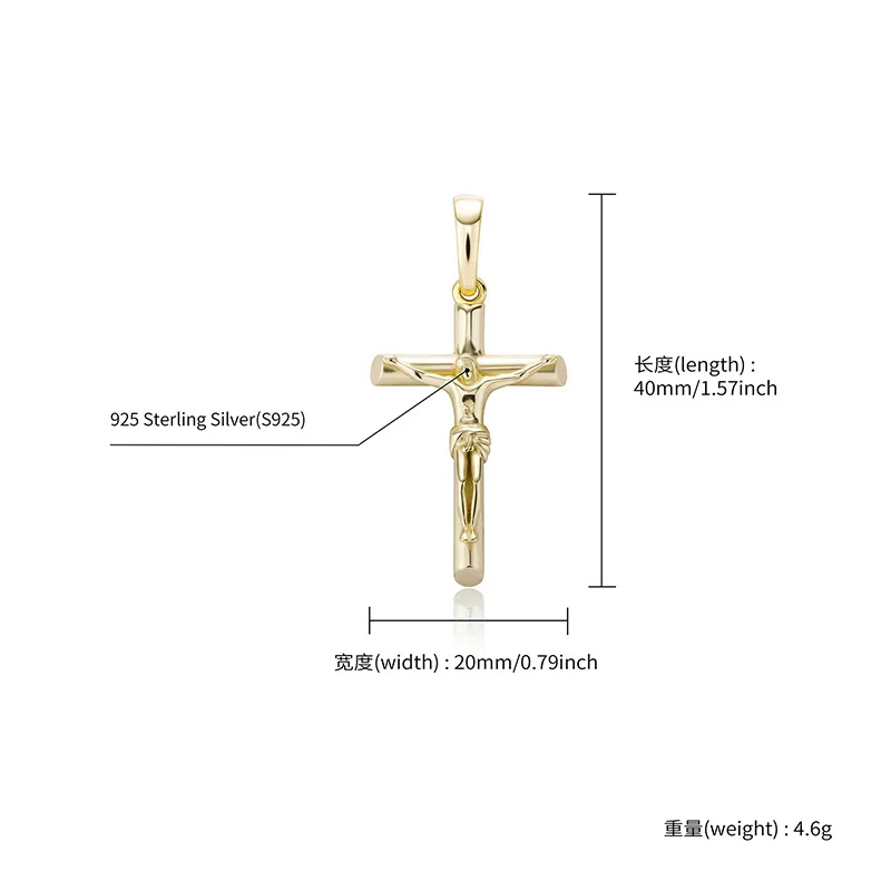 S925 Sterling Silver INRI Jesus Cross Crucifix Pendants Necklaces for Women Men Unisex Christian Jewelry Drop Shipping