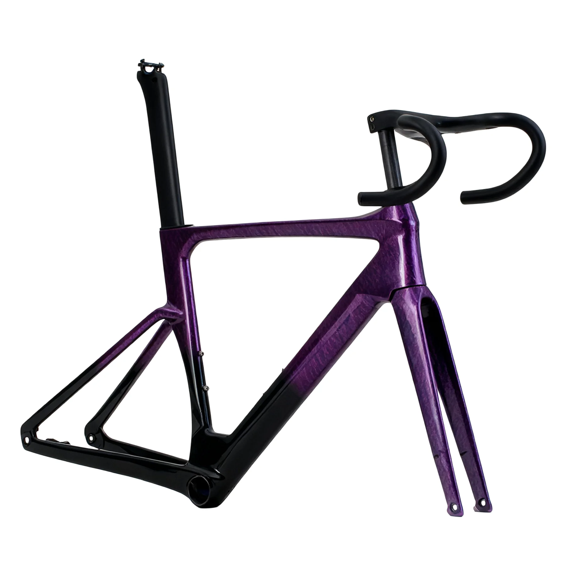 

Purple Light Carbon Gravel Bike Frame Thru Axle Disc Brake Road Frame with Integrated Handlebar