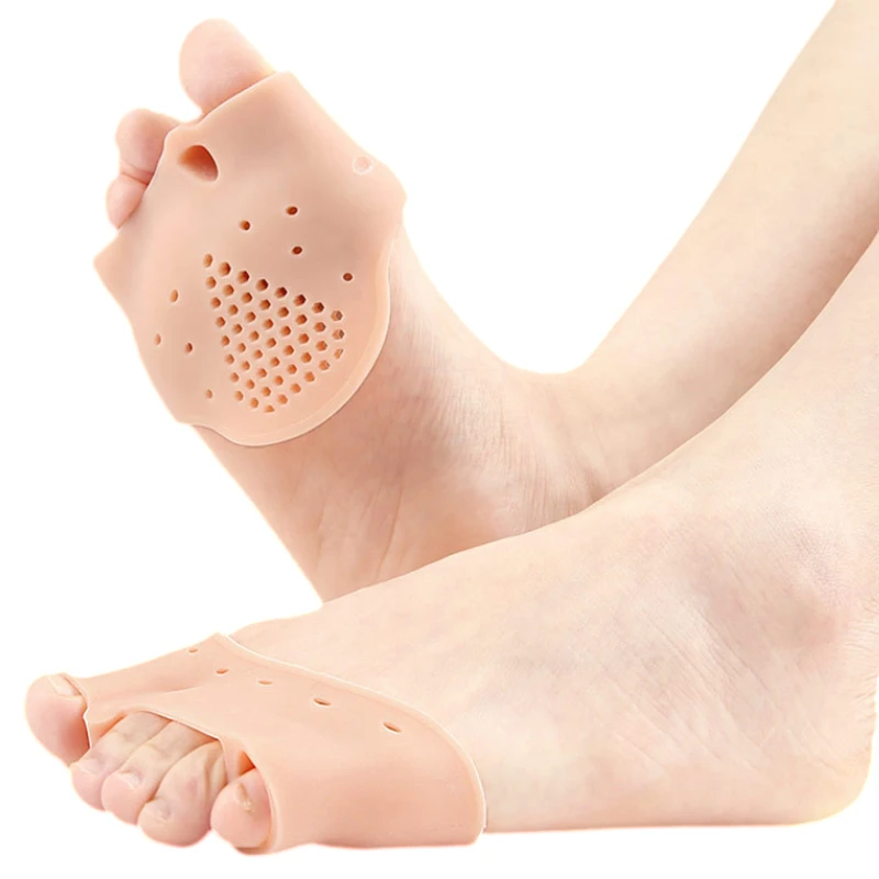 

2Pairs Silicone Gel Forefoot Pad Big Foot Bone Orthopedic Insole Hallux Valgus Toe Splitter Shock Absorption Massage Cushion