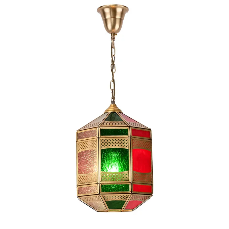 Handmade LED Brass Chandelier Romantic Style  Stained Glass  Arab Retro  Interior Lighting Decorative Lamps