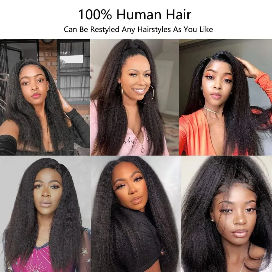 Kinky Straight 360 Lace Front Wigs Human Hair Wigs for Women 360 Full Lace Human Hair Wigs Pre Plucked Peruvian Remy Wigs