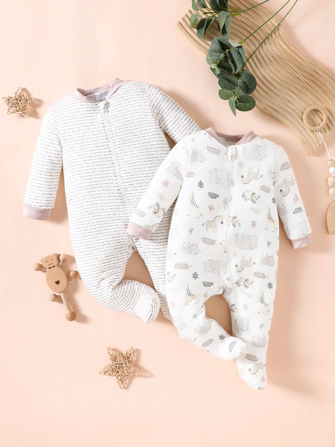 New 2-Piece Baby Spring And Autumn Girl Ankle Jumpsuit Bamboo Fiber Breathable And Comfortable White Clean Floral Series