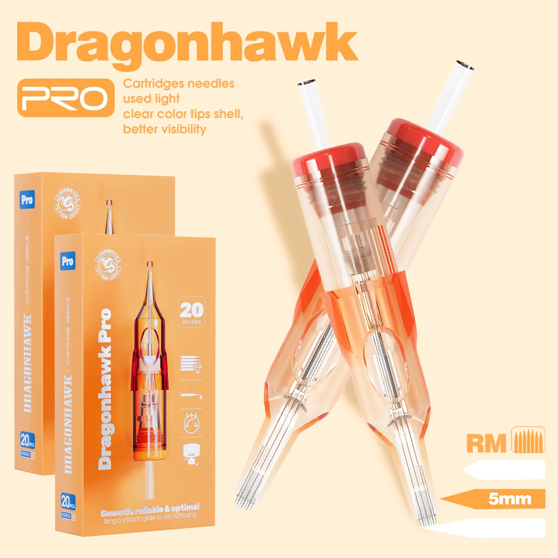 

Dragonhawk Pro Disposable Box of 20pcs Tattoo Needles Cartridge for Tattoo Rotary Pen Tattoo Supplies Permanent Makeup
