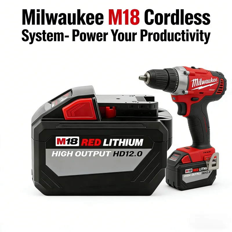 

Премиум-аккумулятор 12.0 Ач 18 В для всех инструментов Milwaukee M18, замена 48-11-1880, 48-11-1860, 48-11-1850, аккумулятор и зарядное устройство