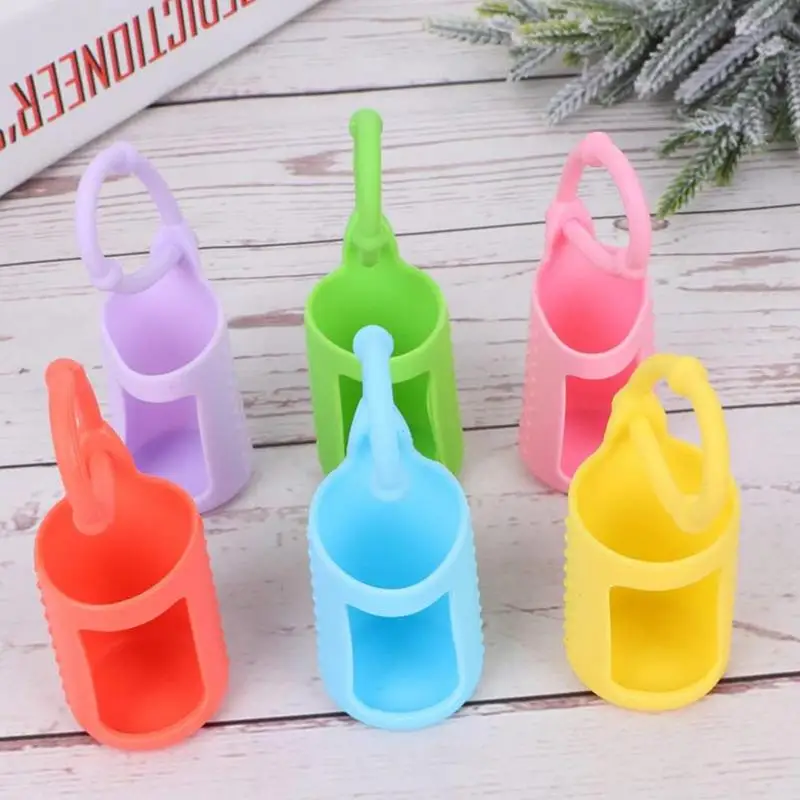 Silicone Bottle Sleeves For Travel 6X Silicone Roller Bottle Holder Sleeve With Fixing Rope 15ml Aromatherapy Oil Bottle Sleeve